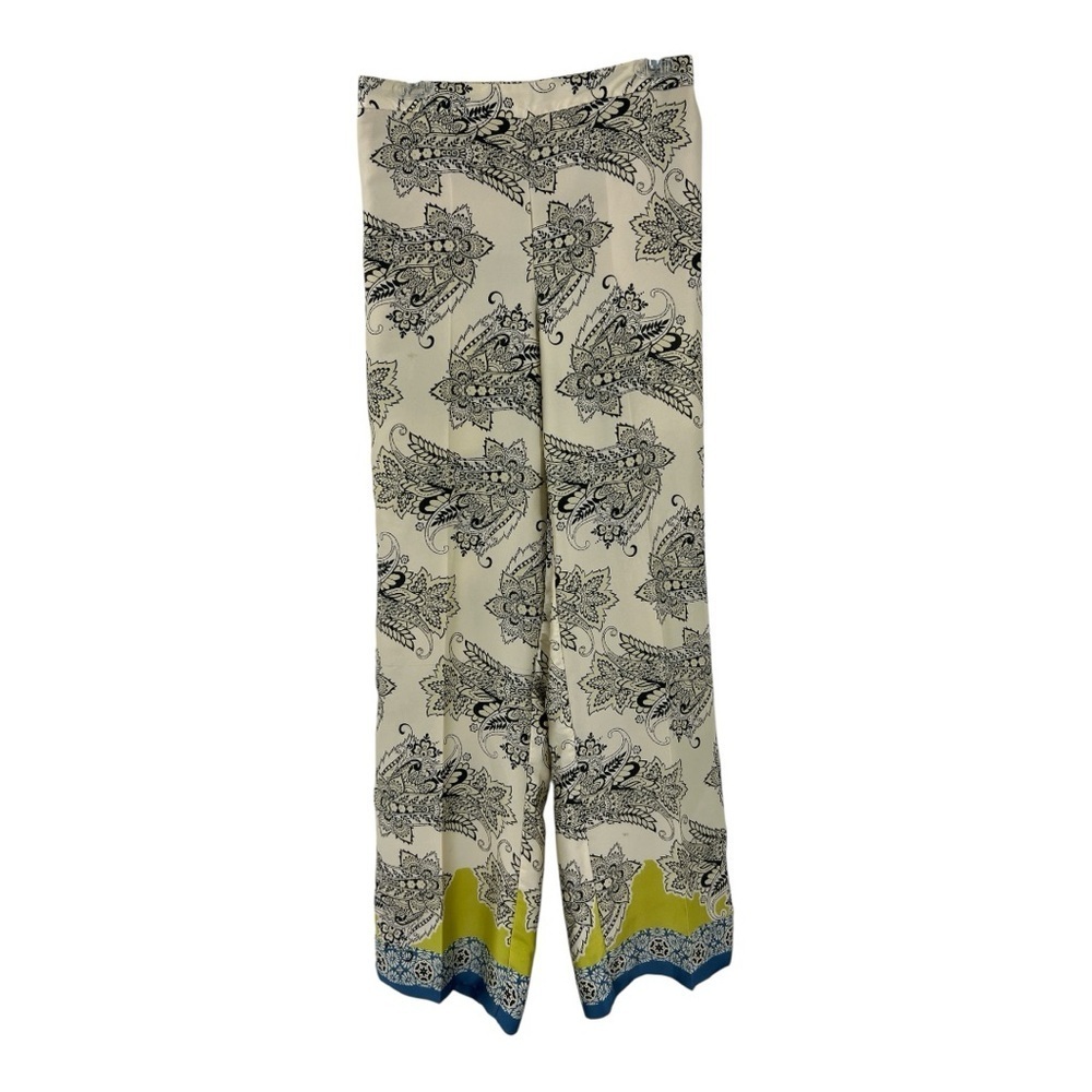 Zara Floral Printed Wide Leg Paisley Floral Print Multi Silky Pants M